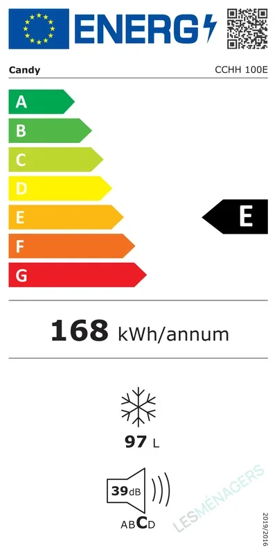 Étiquette énergie — Candy CCHH 100 E