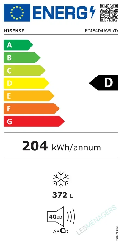 Étiquette énergie — Hisense FC484D4AWLYD