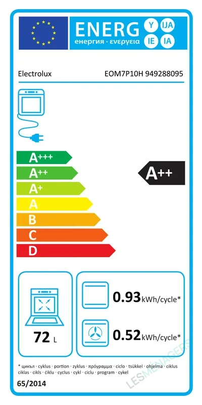 Étiquette énergie — Electrolux EOM7P10H