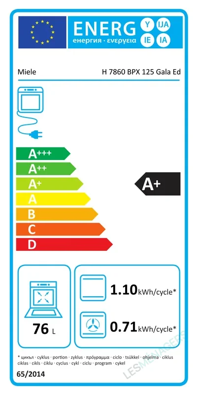 Étiquette énergie — Miele H 7860 BPX