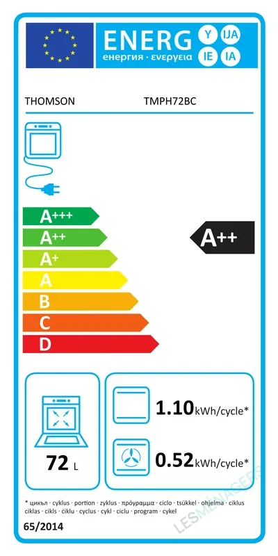 Étiquette énergie — Thomson TMPH72BC