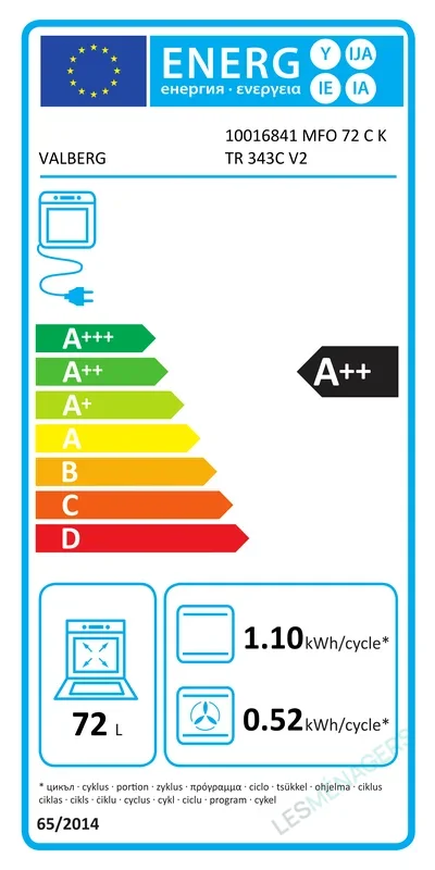 Étiquette énergie — VALBERG MFO 72 C K TR 343C V2