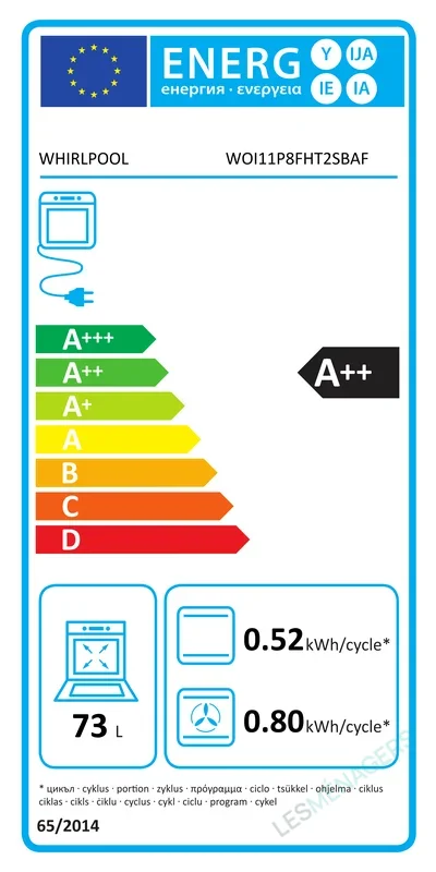 Étiquette énergie — Whirlpool WOI11P8FHT2SBAF