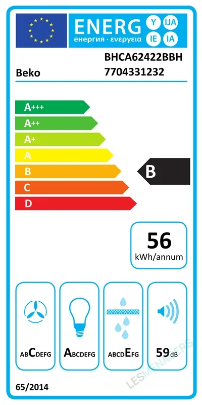 Étiquette énergie — Beko BHCA62422BBH