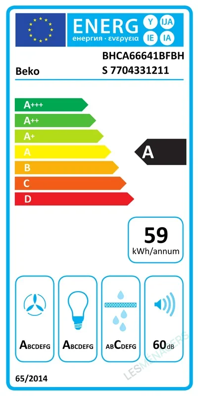 Étiquette énergie — Beko BHCA66641BFBHS