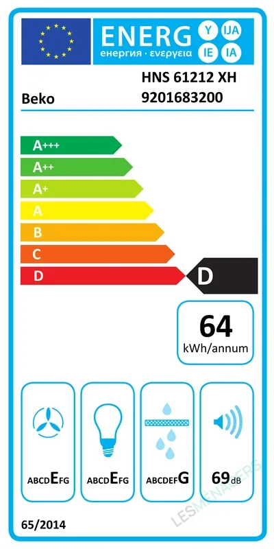 Étiquette énergie — Beko HNS61212XH