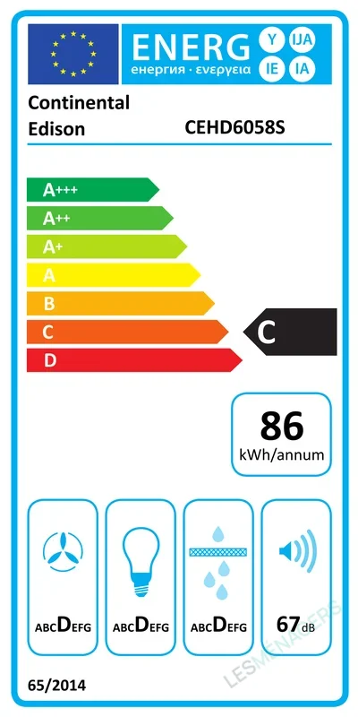 Étiquette énergie — Continental Edison CEHD6058S