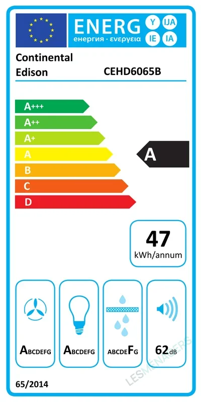 Étiquette énergie — Continental Edison CEHD6065B