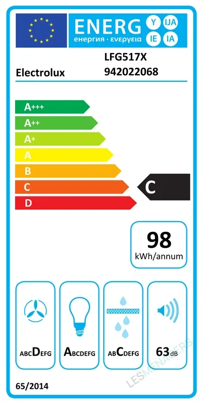 Étiquette énergie — Electrolux LFG517X