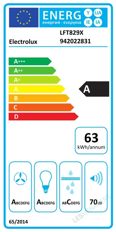 Étiquette énergie — Electrolux LFT829X