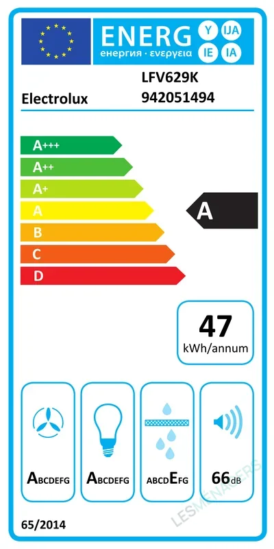 Étiquette énergie — Electrolux LFV629K