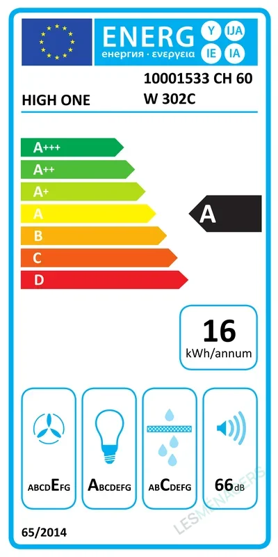 Étiquette énergie — HIGH ONE CH 60 W302C V2