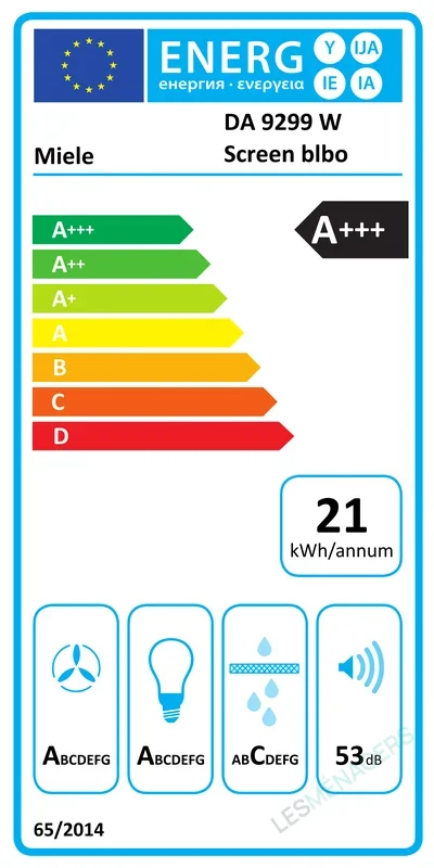 Étiquette énergie — Miele DA 9299 W