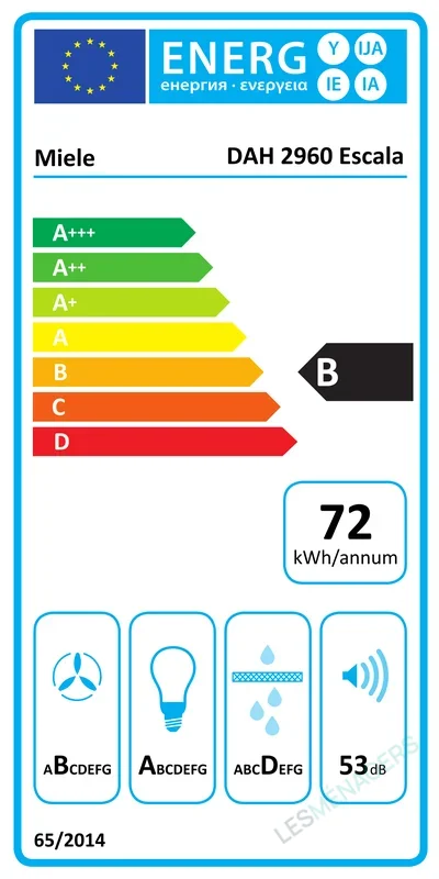 Étiquette énergie — Miele DAH 2960 ESCALA