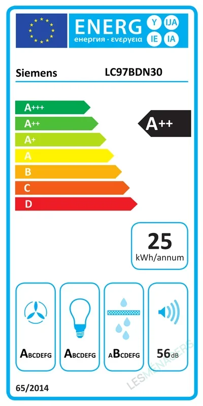 Étiquette énergie — Siemens LC97BDN30