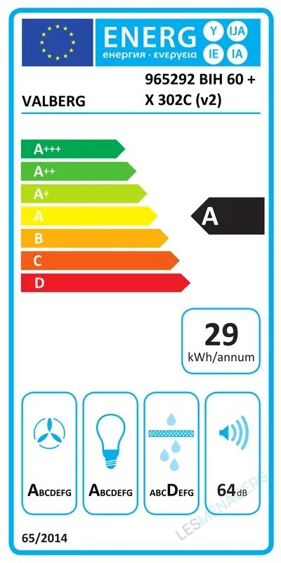 Étiquette énergie — VALBERG BIH 60 + X 302C (V2)