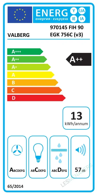 Étiquette énergie — VALBERG FIH 90 EGK 756C (V3)