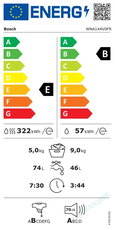 Étiquette énergie — Bosch WNA144V0FR
