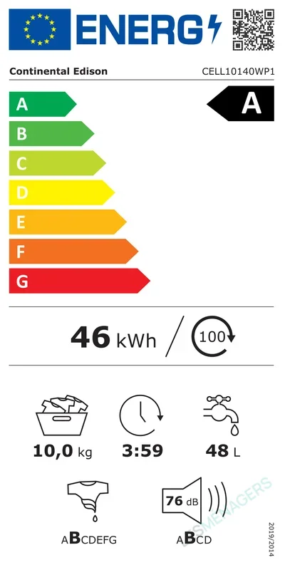 Étiquette énergie — Continental Edison CELL10140WP1