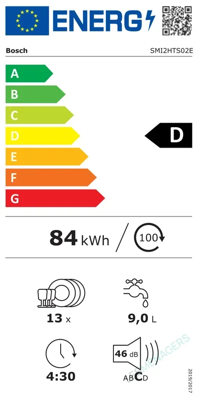 Étiquette énergie — Bosch SMI2HTS02E
