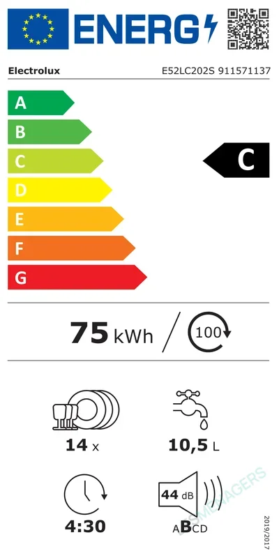 Étiquette énergie — Electrolux E52LC202S