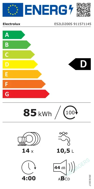 Étiquette énergie — Electrolux E52LD200S