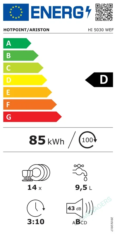 Étiquette énergie — Hotpoint HI 5030 WEF