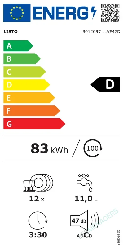 Étiquette énergie — Listo LLVF47D