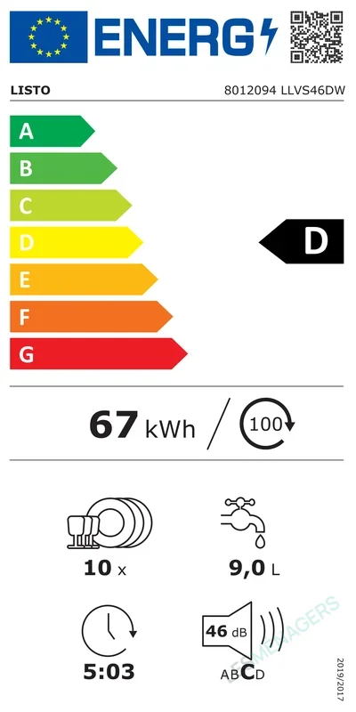 Étiquette énergie — Listo LLVS46DW