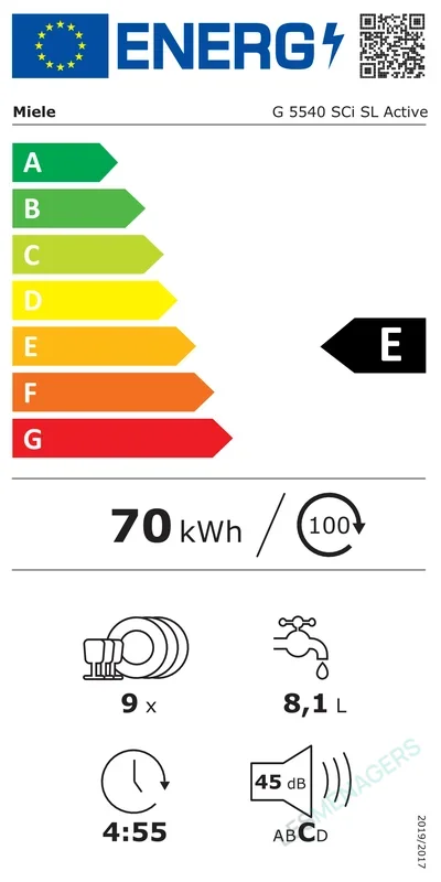 Étiquette énergie — Miele G 5540 SCI