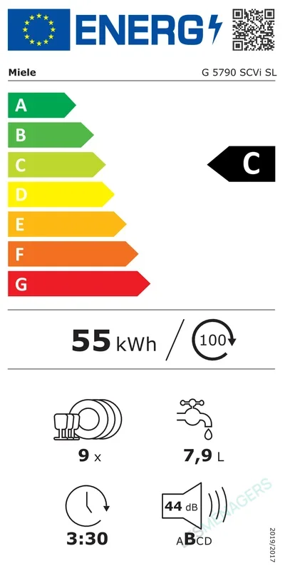 Étiquette énergie — Miele G 5790 SCVI