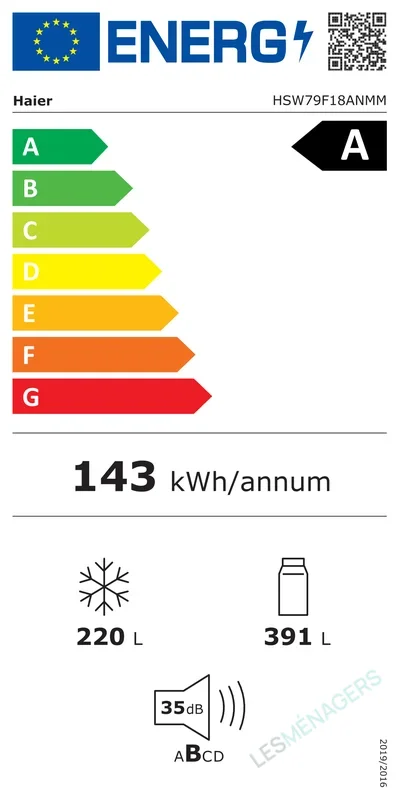 Étiquette énergie — Haier HSW79F18ANMM