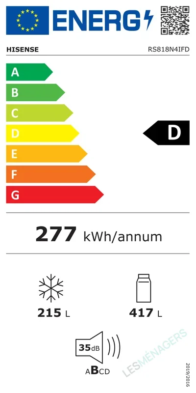 Étiquette énergie — Hisense RS818N4IFD