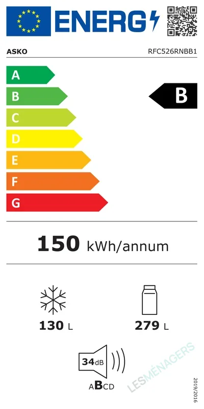 Étiquette énergie — ASKO RFC526RNBB1