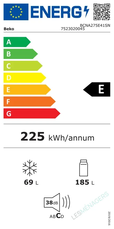 Étiquette énergie — Beko BCNA275E41SN