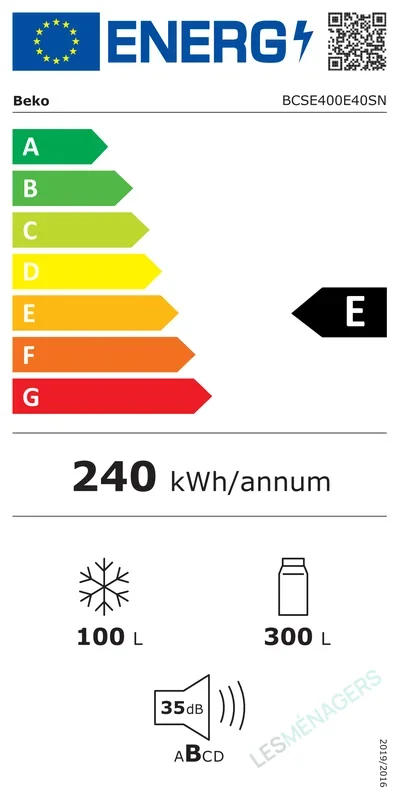 Étiquette énergie — Beko BCSE400E40SN