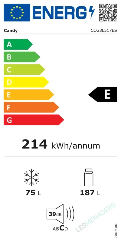 Étiquette énergie — Candy CCG3L517ES
