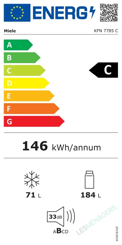 Étiquette énergie — Miele KFN 7785 C