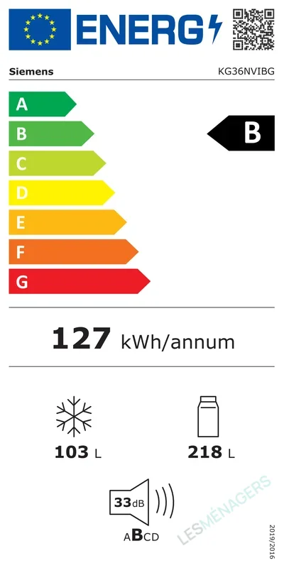 Étiquette énergie — Siemens KG36NVIBG