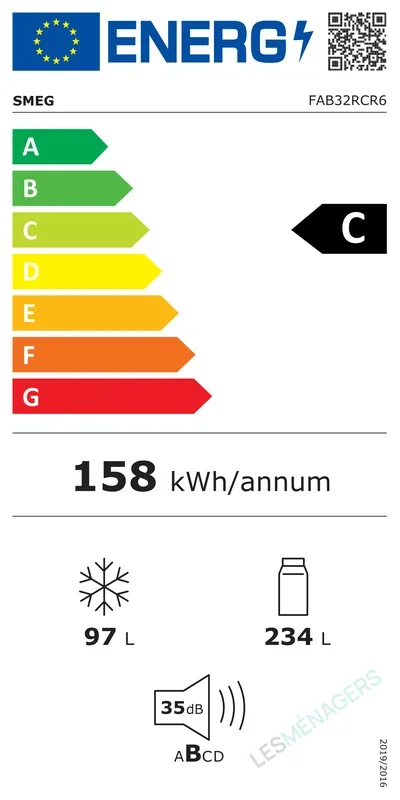 Étiquette énergie — Smeg FAB32RCR6