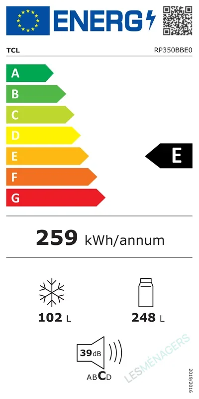 Étiquette énergie — TCL RP350BBE0