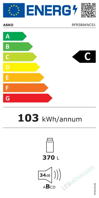 Étiquette énergie — ASKO RFR586KNCS1
