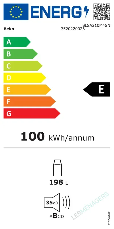 Étiquette énergie — Beko BLSA210M4SN