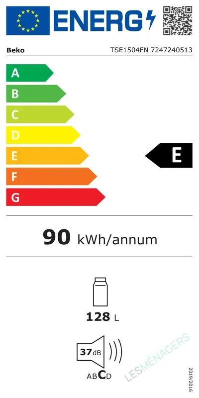 Étiquette énergie — Beko TSE1504FN