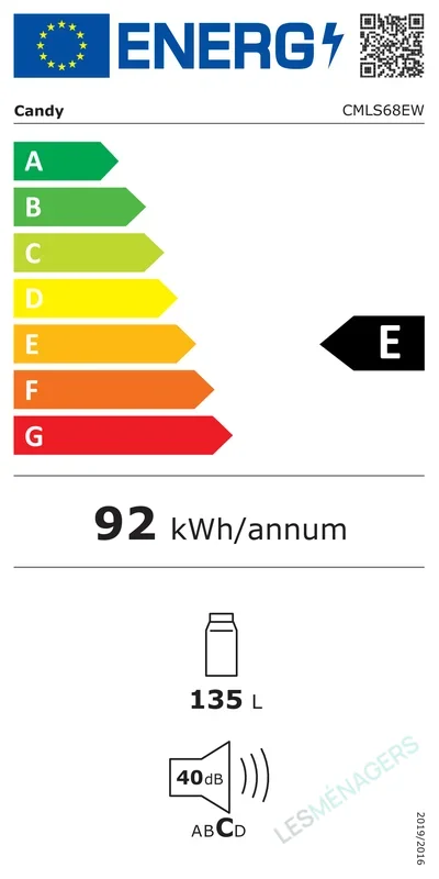 Étiquette énergie — Candy CMLS68EW