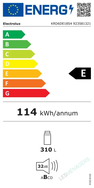 Étiquette énergie — Electrolux KRD6DE18S4