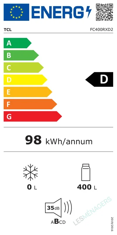 Étiquette énergie — TCL FC400RXD2