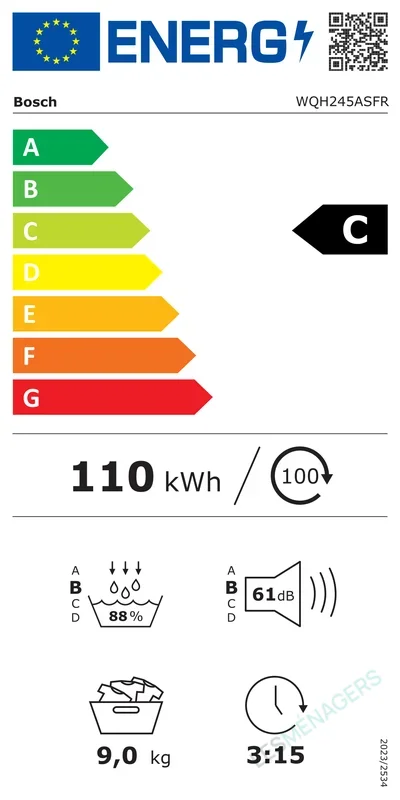 Étiquette énergie — Bosch WQH245ASFR