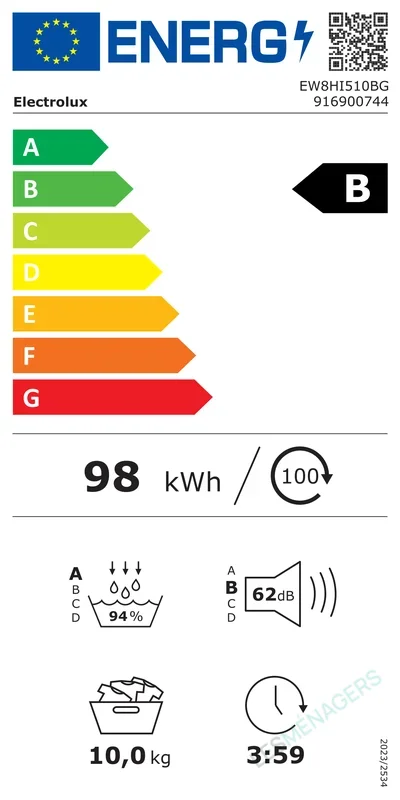 Étiquette énergie — Electrolux EW8HI510BG