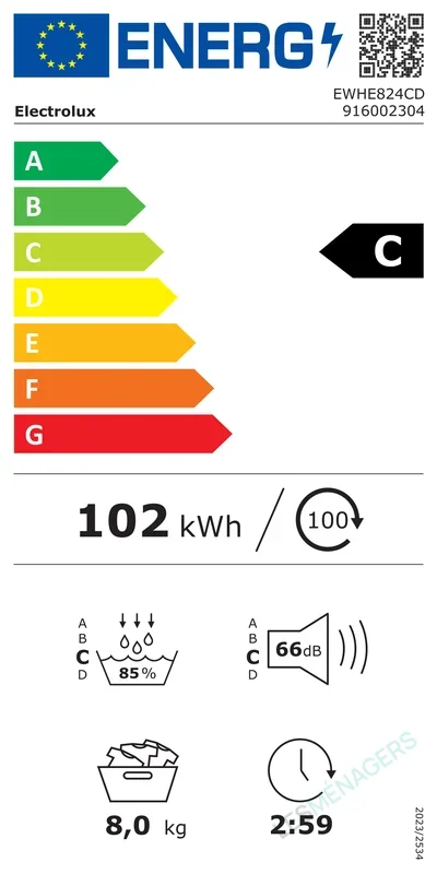 Étiquette énergie — Electrolux EWHE824CD